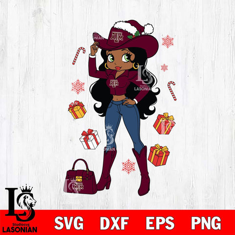 Texas A&M Aggies Betty Boop Cowboy File Cut, NCAA SVG DXF EPS PNG PDF File, Digital Download , Criucut , Silhouette