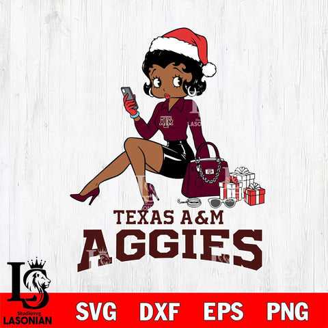 Texas A&M Aggies Betty Boop Phone File Cut, NCAA SVG DXF EPS PNG PDF File, Digital Download , Criucut , Silhouette