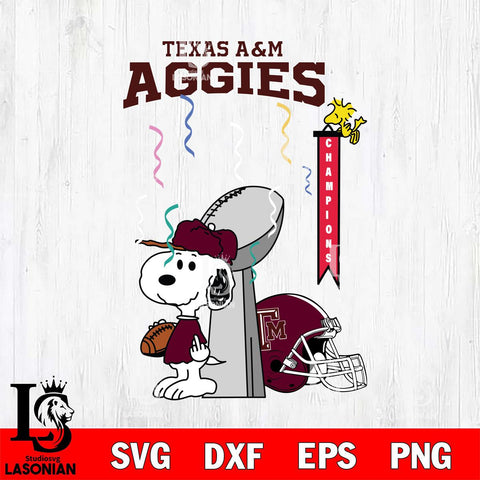 Texas A&M Aggies Charlie Brown and Snoopy Super Bowl Svg Eps Dxf Png File, NCAA svg , Digital Download , Instant Download, Cricut File