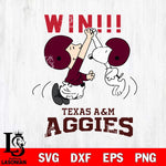 Texas A&M Aggies Charlie Brown and Snoopy Win Svg Eps Dxf Png File, NCAA svg , Digital Download , Instant Download, Cricut File