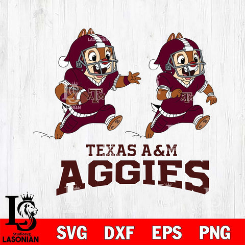 Texas A&M Aggies Chip & Dale Football Cricut,Christmas SVG DXF EPS PNG FILE, NCAA Digital Download,Instant Download, Silhouette