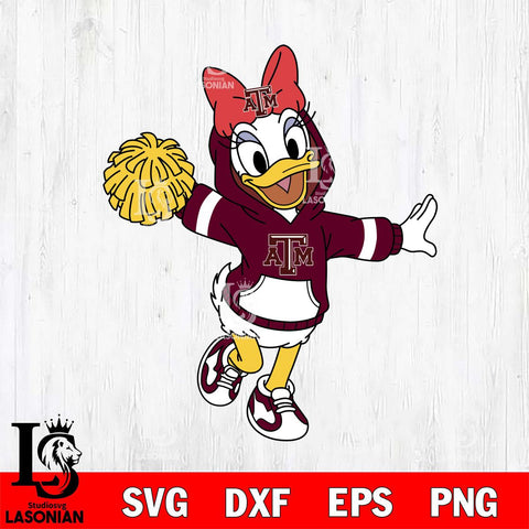 Texas A&M Aggies Daisy Duck Cheerleader Christmas File Cut, NCAA SVG DXF EPS PNG FILE, Digital Download , Criucut , Silhouette