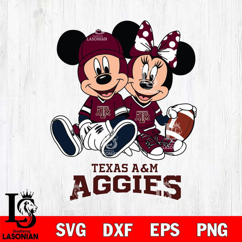 Texas A&M Aggies Disney Mickey And Minnie Football Svg Eps Dxf Png File, NCAA svg , Digital Download , Instant Download, Cricut File