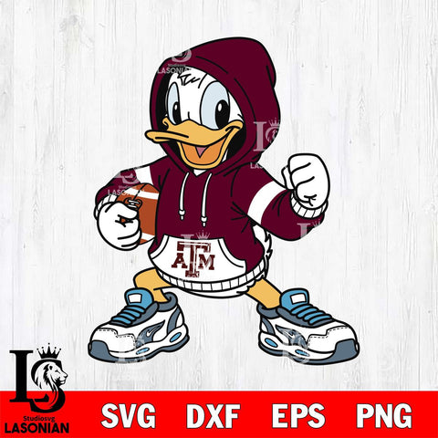 Texas A&M Aggies Donald Duck Disney Christmas File Cut, NCAA SVG DXF EPS PNG FILE, Digital Download , Criucut , Silhouette