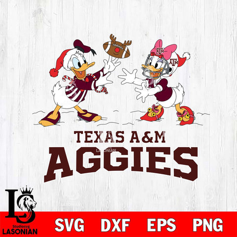 Texas A&M Aggies Donald Duck & Daisy Duck Football Cricut,Christmas SVG DXF EPS PNG FILE, NCAA Digital Download,Instant Download, Silhouette