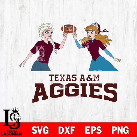 Texas A&M Aggies Elsa & Anna Football Cricut,Christmas SVG DXF EPS PNG FILE, NCAA Digital Download,Instant Download, Silhouette