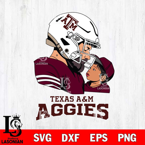 Texas A&M Aggies Father And Child Rugby SVG DXF EPS PNG FILE,NCAA SVG, Father day Digital Download,Instant Download, Silhouette