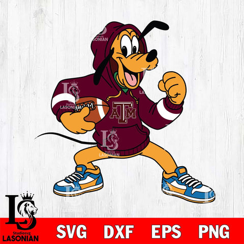 Texas A&M Aggies Goofy Disney Football Christmas File Cut, NCAA SVG DXF EPS PNG FILE, Digital Download , Criucut , Silhouette
