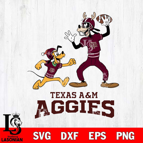 Texas A&M Aggies Goofy & Pluto Football Cricut,Christmas SVG DXF EPS PNG FILE, NCAA Digital Download,Instant Download, Silhouette