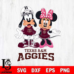 Texas A&M Aggies Goofy and Minnie mouse Football SVG DXF EPS PNG FILE,NCAA svg ,Football Digital Download,Instant Download, Silhouette