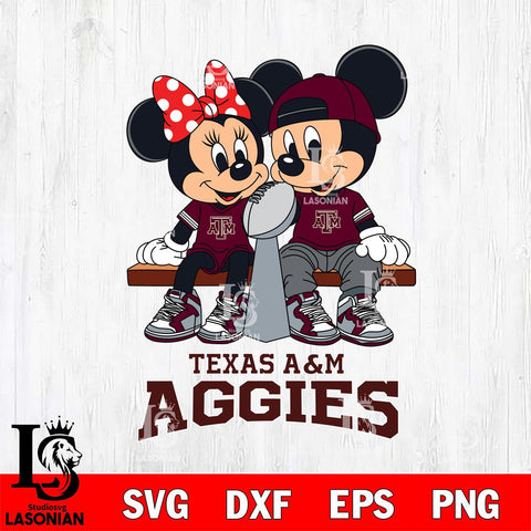Texas A&M Aggies Mickey And Minnie Football Champions Svg Eps Dxf Png File, NCAA svg , Digital Download , Instant Download, Cricut File