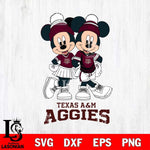 Texas A&M Aggies Mickey And Minnie Mouse Football Svg Eps Dxf Png File, NCAA svg , File Cut , Digital Download , Instant Download, Cut Svg Files