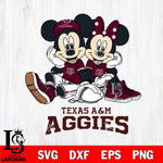 Texas A&M Aggies Mickey Minnie Mouse Football Sit Svg Eps Dxf Png File, NCAA svg , File Cut , Digital Download , Instant Download, Cut Svg Files