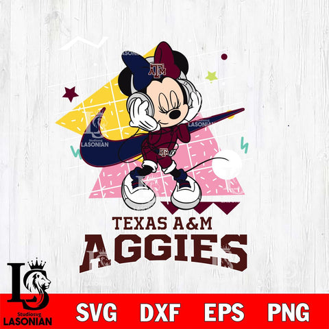 Texas A&M Aggies Minnie Mouse Dancing SVG DXF EPS PNG FILE, NCAA File Cut,Digital Download,Instant Download