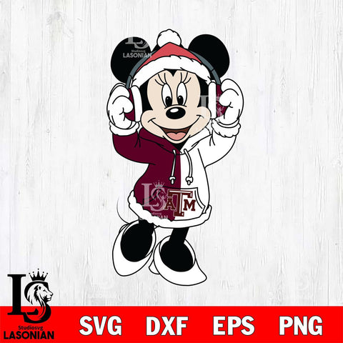 Texas A&M Aggies Minnie Mouse Disney Football Christmas File Cut, NCAA SVG DXF EPS PNG FILE, Digital Download , Criucut , Silhouette