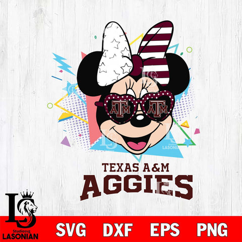 Texas A&M Aggies Minnie Mouse Love Sport SVG DXF EPS PNG FILE, NCAA File Cut,Digital Download,Instant Download