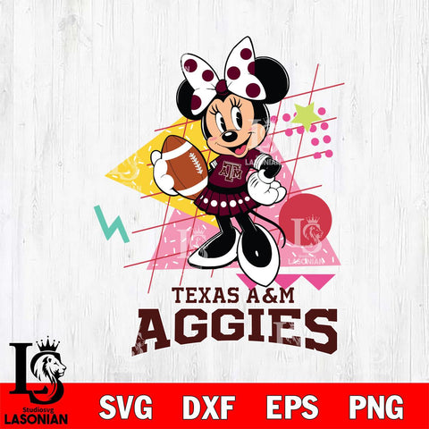 Texas A&M Aggies Minnie Mouse Sport SVG DXF EPS PNG FILE, NCAA File Cut,Digital Download,Instant Download