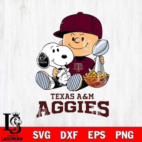 Texas A&M Aggies Peanuts Snoopy Champion football SVG DXF EPS PNG FILE,Snoopy File Cut, NCAA Digital Download,Instant Download,Christmas Silhouette