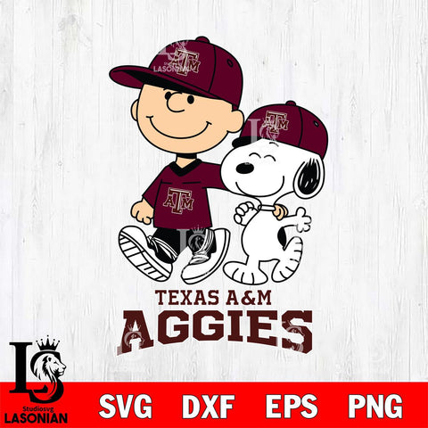 Texas A&M Aggies Peanuts Snoopy Friends SVG DXF EPS PNG FILE,Snoopy File Cut, NCAA Digital Download,Instant Download,Christmas Silhouette