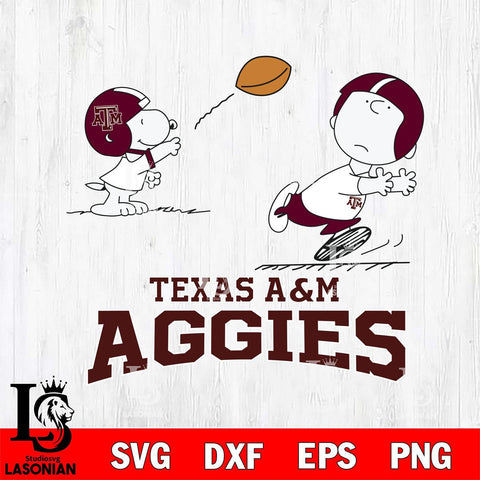 Texas A&M Aggies Peanuts play football SVG DXF EPS PNG FILE,Snoopy File Cut, NCAA Digital Download,Instant Download,Christmas Silhouette