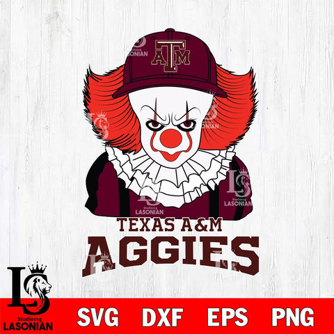 Texas A&M Aggies Pennywise Horror Sport 10 Svg Eps Dxf Png File, Digital Download