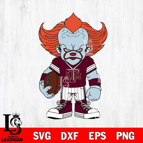 Texas A&M Aggies Pennywise Horror Sport 11 Svg Eps Dxf Png File, Digital Download