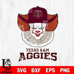 Texas A&M Aggies Pennywise Horror Sport 12 Svg Eps Dxf Png File, Digital Download