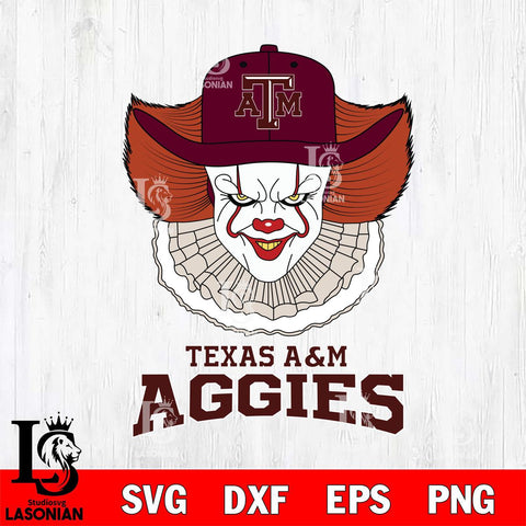 Texas A&M Aggies Pennywise Horror Sport 12 Svg Eps Dxf Png File, Digital Download