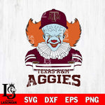 Texas A&M Aggies Pennywise Horror Sport 2 Svg Eps Dxf Png File, Digital Download