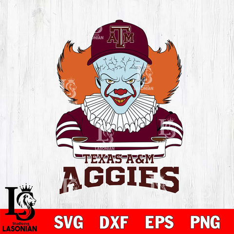 Texas A&M Aggies Pennywise Horror Sport 2 Svg Eps Dxf Png File, Digital Download