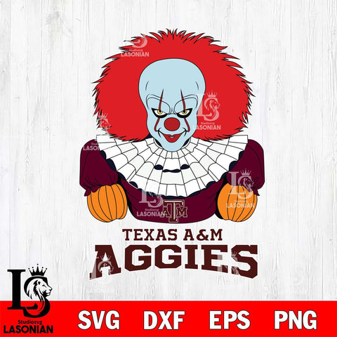 Texas A&M Aggies Pennywise Horror Sport 3 Svg Eps Dxf Png File, Digital Download