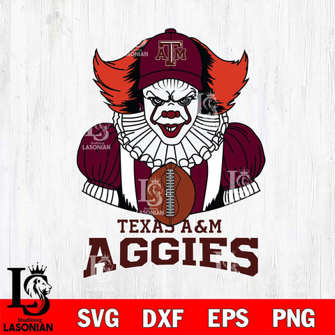 Texas A&M Aggies Pennywise Horror Sport 9 Svg Eps Dxf Png File, Digital Download