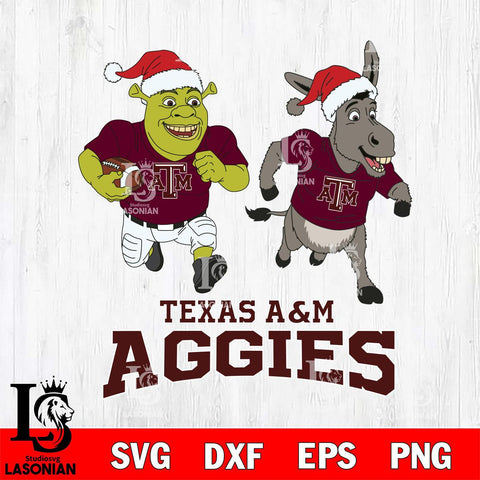 Texas A&M Aggies Shrek and Donkey Football Cricut,Christmas SVG DXF EPS PNG FILE, NCAA Digital Download,Instant Download, Silhouette