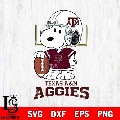 Texas A&M Aggies Snoopy Player Football SVG DXF EPS PNG FILE,Snoopy File Cut, NCAA Digital Download,Instant Download,Christmas Silhouette