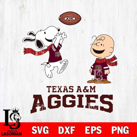 Texas A&M Aggies Snoopy & Charlie Brown Football Cricut,Christmas SVG DXF EPS PNG FILE, NCAA Digital Download,Instant Download, Silhouette