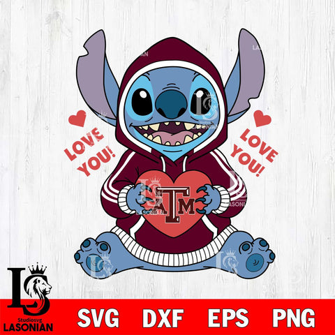 Texas A&M Aggies Stitch Love You File Cut, NCAA SVG DXF EPS PNG FILE, Digital Download , Criucut , Silhouette