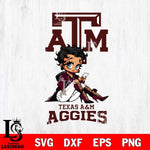 Texas A&M Aggies Style Black Fan Girl Betty Boop, Svg Eps Dxf Png File, Digital Download
