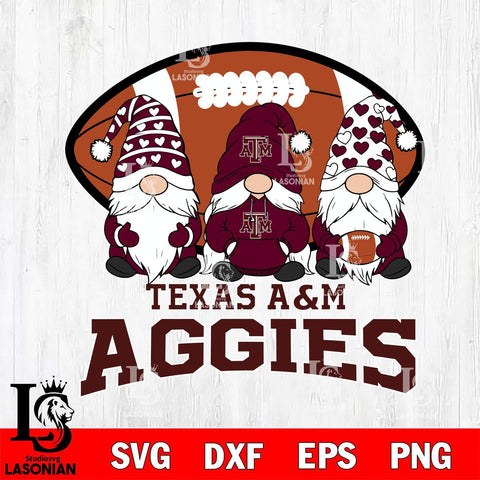 Texas A&M Aggies Three Gnome Football File Cut, NCAA SVG, Digital Download , Criucut , Silhouette