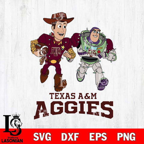 Texas A&M Aggies Woody & Buzz Lightyear Football Cricut,Christmas SVG DXF EPS PNG FILE, NCAA Digital Download,Instant Download, Silhouette