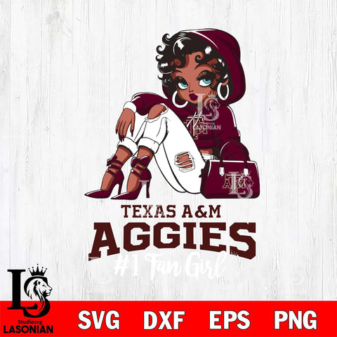 Texas A&M Aggies #1 beauty Black Fan Girl, Svg Eps Dxf Png File, Digital Download