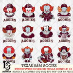 Texas A&M Aggies  Pennywise Horror NCAA Bundle 12 SVG Svg Eps Dxf Png File, Digital Download