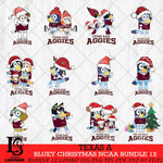 Texas A Bluey Christmas NCAA Bundle 12 Cricut File Cut Files , Bluey Cricut , Christmas Svg , Bluey svg , Digital Download, dxf eps png pdf file