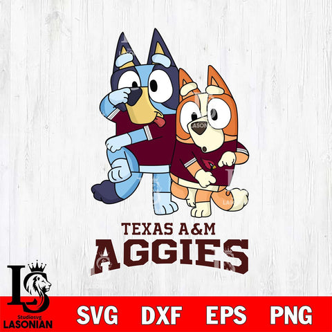 Texas A M Aggies Bluey & Bingo Svg Eps Dxf Png File, NCAA svg, Digital Download, Instant Download