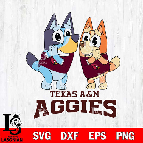 Texas A M Aggies Bluey & Bingo 5 Svg Eps Dxf Png File, NCAA svg, Digital Download, Instant Download