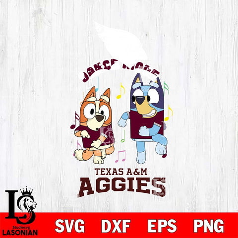 Texas A M Aggies Bluey Bingo Dance Mode Svg Eps Dxf Png File, NCAA svg, Digital Download, Instant Download