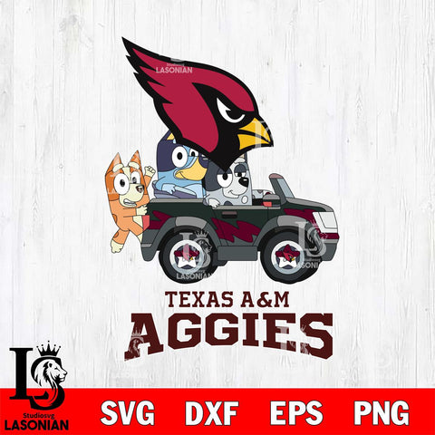 Texas A M Aggies Bluey friends car Svg Eps Dxf Png File, NCAA svg, Digital Download, Instant Download