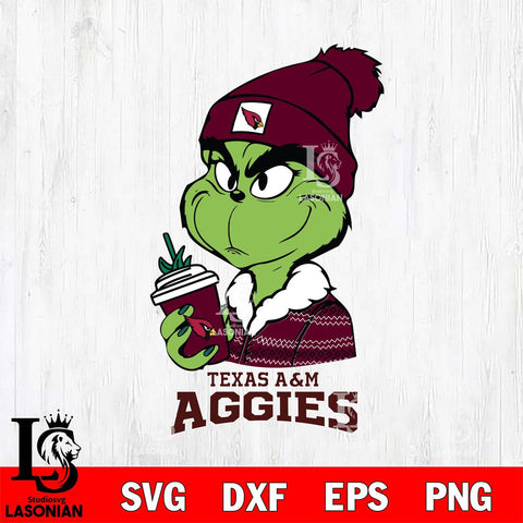 Texas A M Aggies Boujee Grinch Christmas Cut Files Cricut, Svg Dxf Eps Png file, Digital download , Silhouette