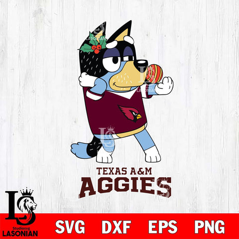 Texas A M Aggies Christmas Bluey Bandit Heeler Cut Files,Bluey Cricut,Christmas Svg , Bluey svg , Digital Download, dxf eps png pdf file