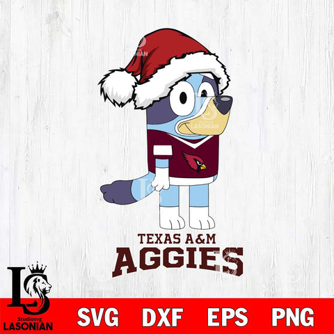 Texas A M Aggies Christmas Bluey Hat Cut Files,Bluey Cricut,Christmas Svg , Bluey svg , Digital Download, dxf eps png pdf file