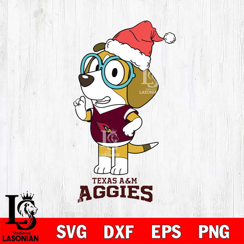Texas A M Aggies Christmas Bluey Honey Sport Cut Files,Bluey Cricut,Christmas Svg , Bluey svg , Digital Download, dxf eps png pdf file